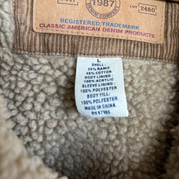 Aeropostale Men's 90s Tan Corduroy Sherpa Lined Jacket Y2K Size Large EUC - Picture 3 of 11